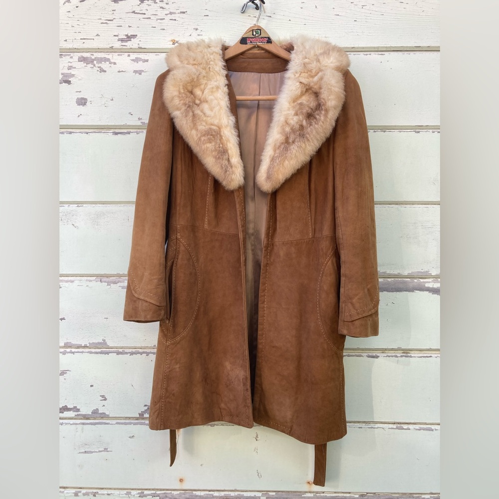 Styled by SCULLY women’s leather jacket w fur collar vintage coat size 8